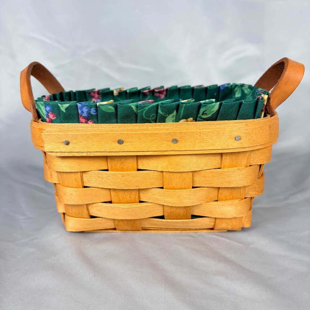 Longaberger 1996 Horizon of Hope Basket Green Floral Liner Plastic Protector - Picture 2 of 10